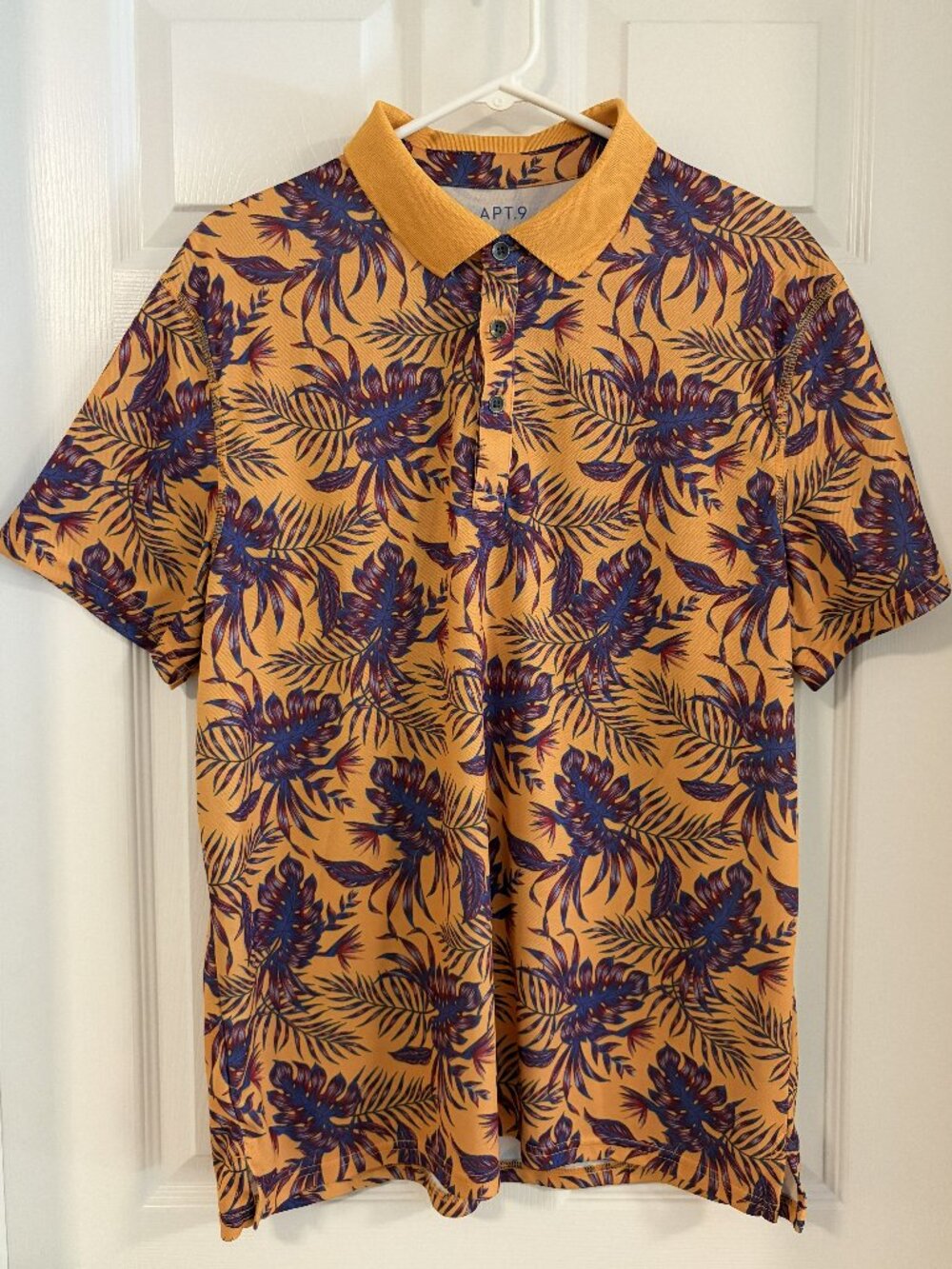 APT. 9 Performance Polo shirt, XL, Yellow and Flower Patterned